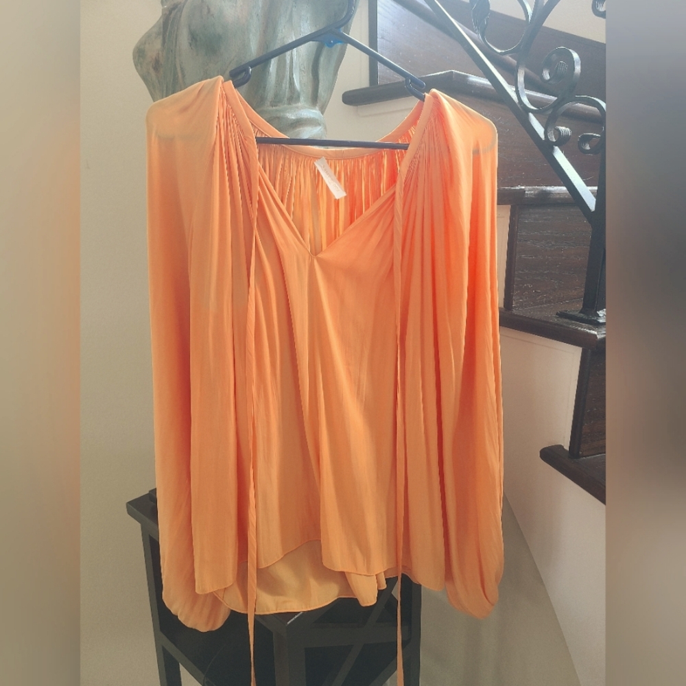 Ramy Brook Flowy Rich Buttery Yellow Orange Paris Shirt